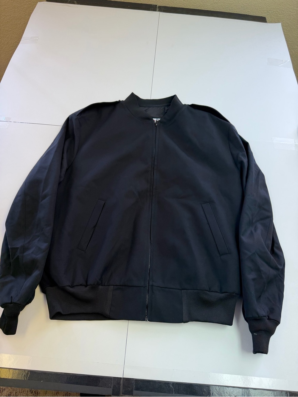 Men's Black Bomber Jacket - Classic Zip Front Flying Cross